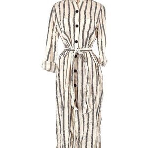 Zara Cream and Brown Striped Maxi Dress